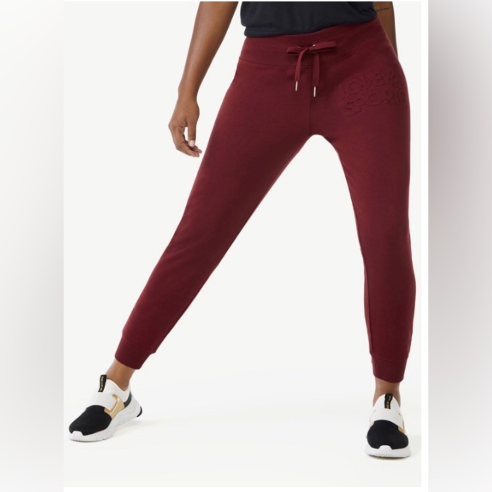 Love & Sports Women's Embossed Logo Jogger Pants wine